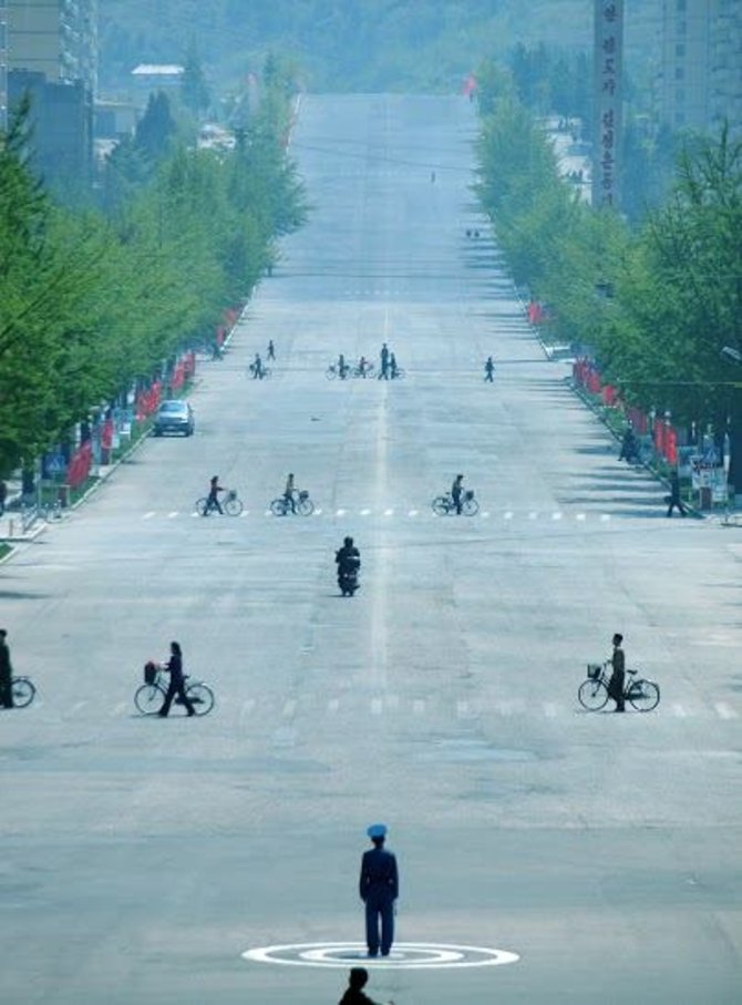 Asmeninė nuotr./Pagrindinė miesto gatvė. Šiaurės Korėja