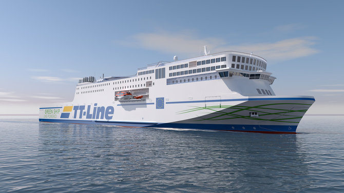 Bendrovės nuotr./Bendrovė „TT-Line“ statosi antrąjį „Green Ship“ keltą