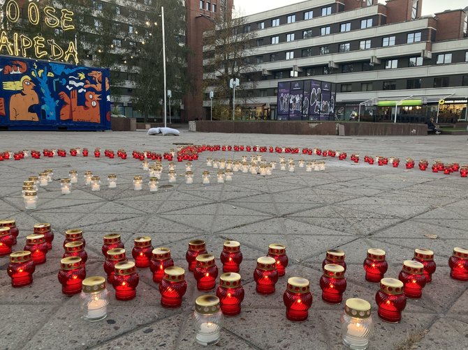 Aurelijos Jašinskienės/15min.lt nuotr./Padėkos akcija Klaipėdos Atgimimo aikštėje