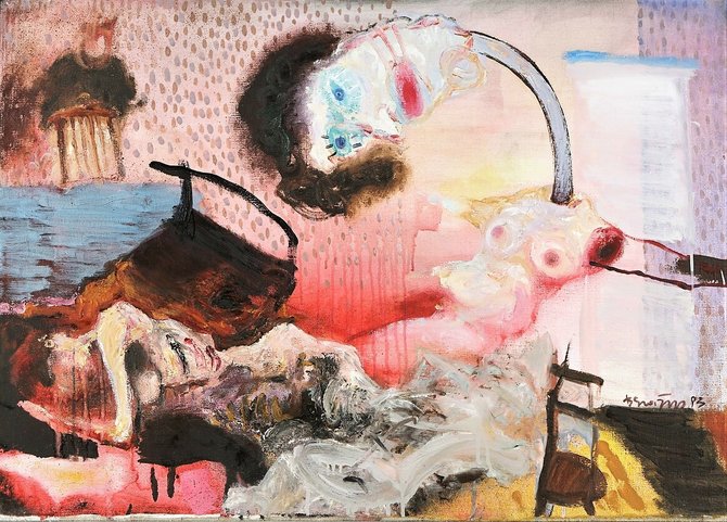 Baroti galerijos iliustracija/Bronius Gražys „Rausvas interjeras“ 1983 m.