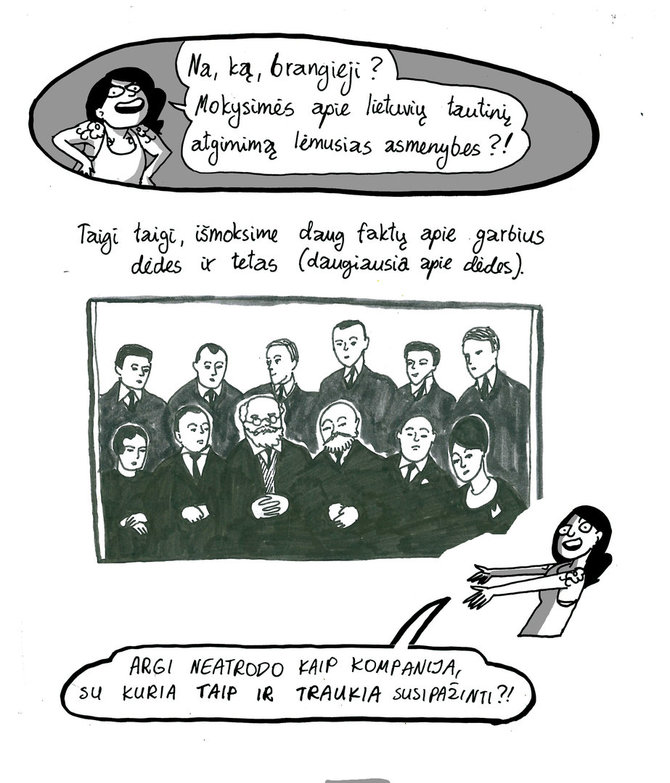 Organizatorių nuotr./Miglės Anušauskaitės komikso „Kas išsigando Šliūpo“ fragmentas.