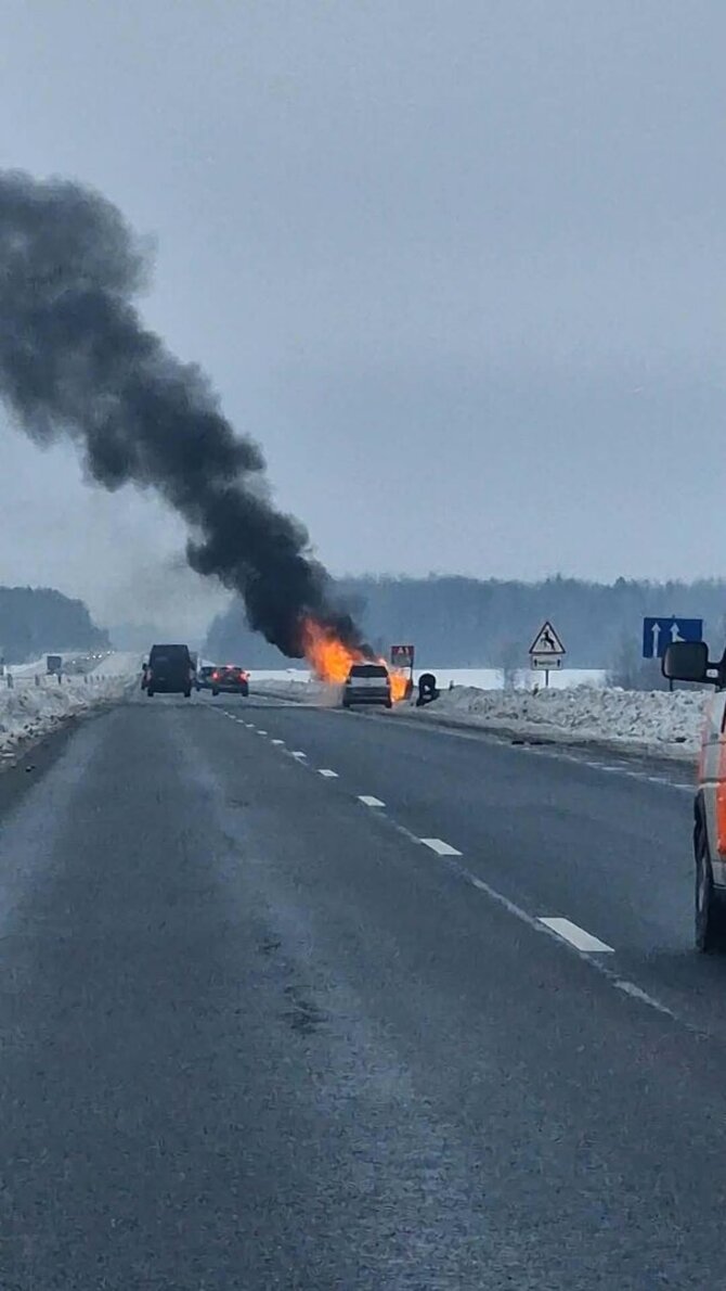 ReidasTV nuotr./Automagistralėje ties Klaipėda degė automobilis