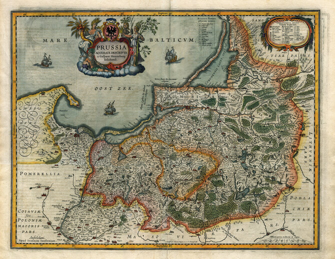 Mažosios Lietuvos istorijos muziejaus nuotr./Tikslus Prūsijos žemėlapis. Pagal 1595 m. K. Henenbergerio žemėlapį parengė J. Jansonius. Amsterdamas, 1633 m.
