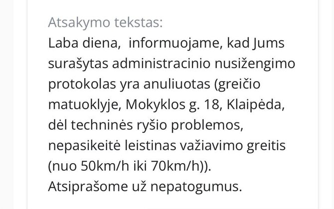 Facebook grupės „Klaipėdos reidai II“ nuotr./Klaipėdiečiai dalinasi gavę tokius pranešimus
