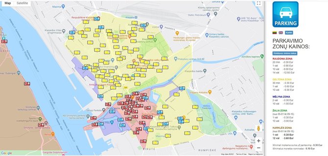 15min nuotr./Klaipėdoje rinkliava už automobilio stovėjimą priklauso nuo zonos, kurių yra keletas.