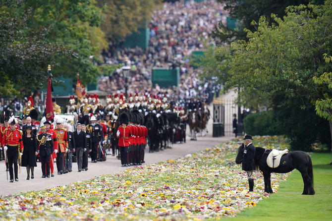 „Scanpix“ nuotr./Elizabeth II laidotuvėse – karalienės ponis Emma