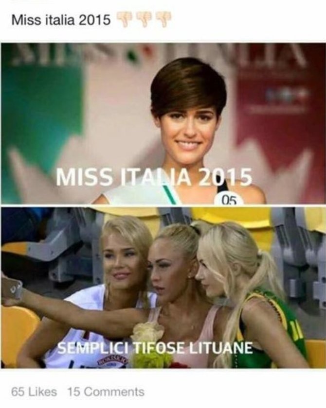 Socialinio tinklo nuotr./„Mis Italija 2015“ Alice Sabatini ir Eglė Valančiūnienė, Oksana Pikul-Jasaitienė, Edita Lavrinovič