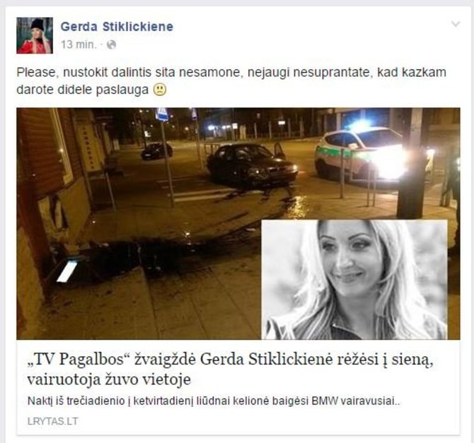 Interneto sukčiai socialiniame tinkle paskleidė šmeižtą ir apie Gerdą Stiklickienę