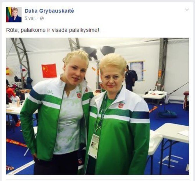 Dalios Grybauskaitės įrašas ir nuotrauka feisbuke