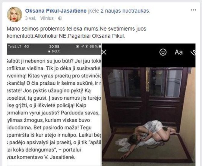 Oksanos Pikul-Jasaitienės įrašas feisbuke