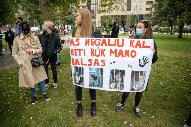 Juliaus Kalinsko / 15min nuotr./Mitingas už gyvūnų teises