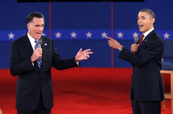 „Reuters“/„Scanpix“ nuotr./Mittas Romney ir Barackas Obama