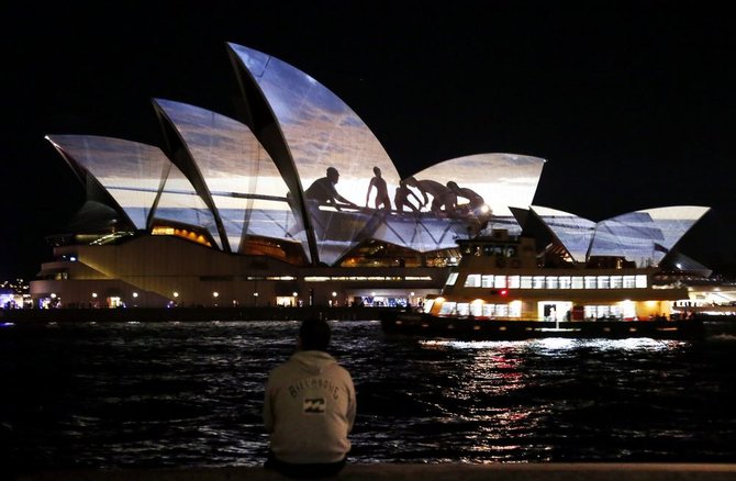 Projekcija ant Sidnėjaus operos teatro