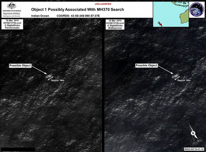 „Reuters“/„Scanpix“ nuotr./Palydovo nuotraukose pastebėti į lėktuvo nuolaužas panašūs objektai.