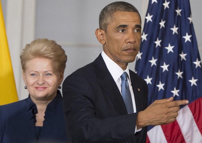 AFP/„Scanpix“ nuotr./Lietuvos prezidentė Dalia Grybauskaitė ir JAV prezidentas Barackas Obama 