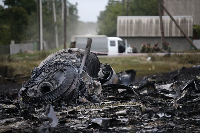 „Reuters“/„Scanpix“ nuotr./Numušto „Malaysia Airlines“ lėktuvo nuolaužos Donecke, Ukrainoje.