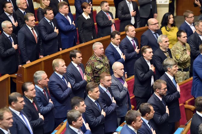 AFP/„Scanpix“ nuotr./Posėdis Ukrainos parlamente