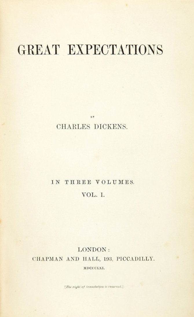 Knygos viršelis/„Didieji lūkesčiai“. Pirmasis leidimas 1861 metais
