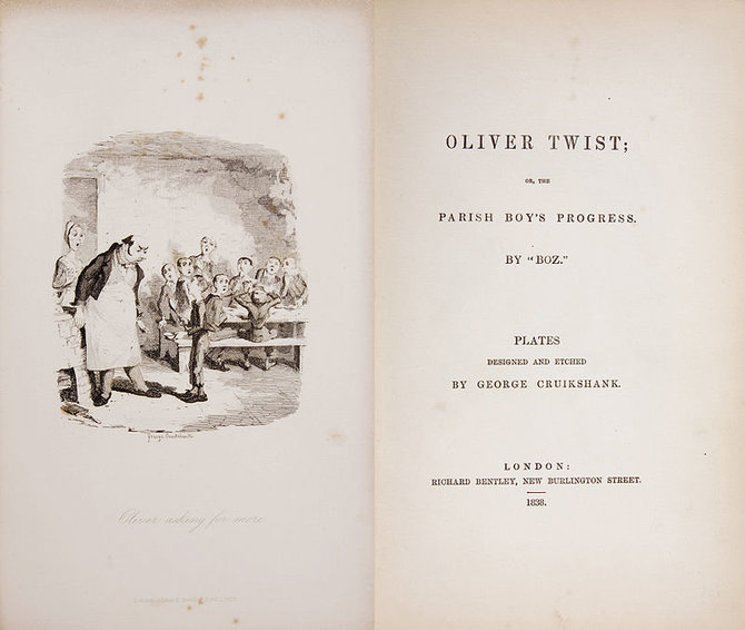 Wikipedia nuotr./„Oliveris Tvistas“. 1838 metų leidimo iliustracija