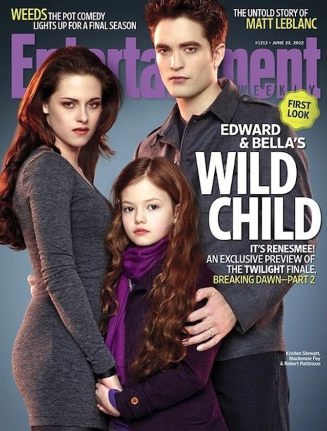 „ACME Film“ archyvo nuotr./Kristen Stewart, Mackenzie Foy ir Robertas Pattinsonas ant „Entertainment Weekly“ viršelio