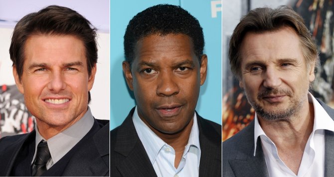 „Scanpix“ nuotr./Tomas Cruise'as, Denzelis Washingtonas ir Liamas Neesonas