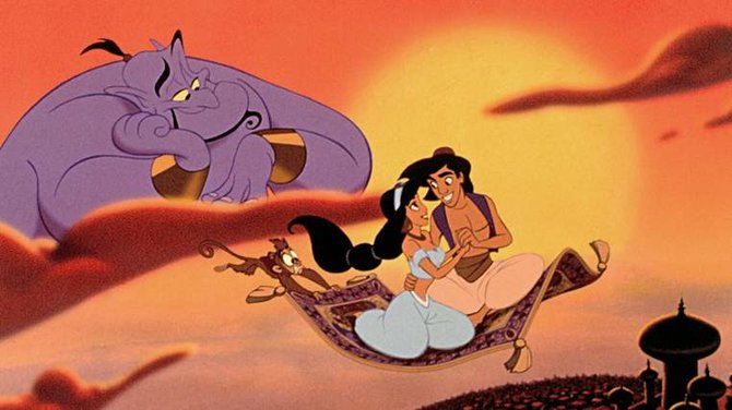 Kadras iš filmo/Robinas Williamsas animaciniame filme „Aladinas“ įgarsino Džiną