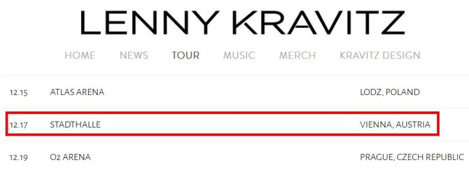 Lenny Kravitzo koncertų turo datos