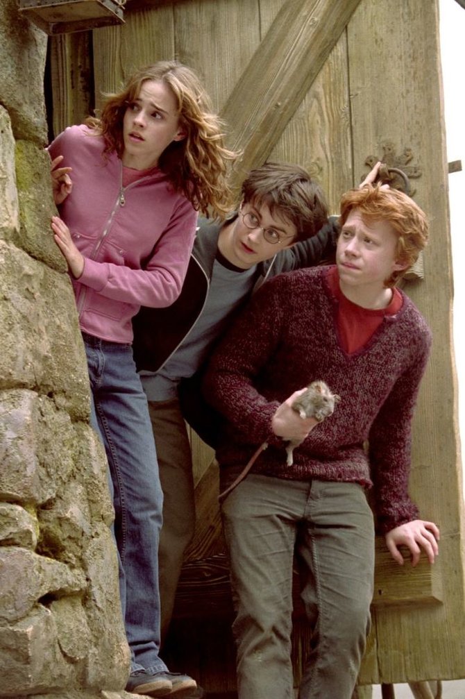 Kadras iš filmo/Emma Watson, Danielis Radcliffe'as ir Rupertas Grintas filme „Haris Poteris ir Azkabano kalinys“ (2004 m.)