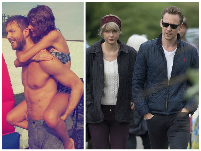 „Instagram“ ir „Vida Press“ nuotr./Taylor Swift su Calvinu Harrisu ir Tomu Hiddlestonu