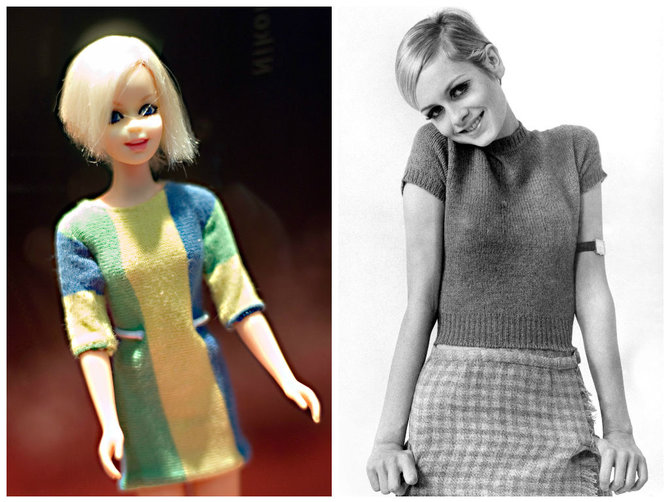 Vida Press nuotr./Modelis Twiggy (1966 m.) ir pagal ją sukurta lėlė Barbė