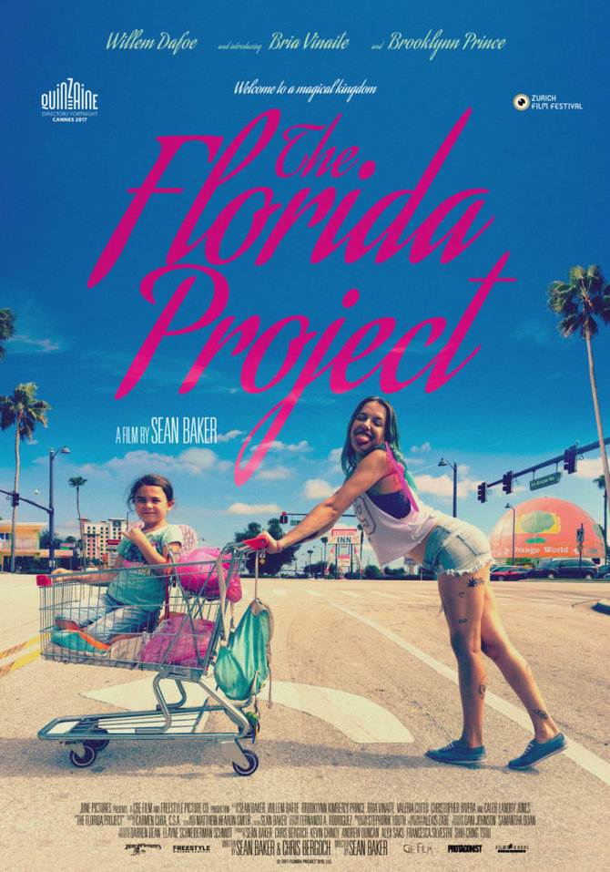 Filmo „Floridos projektas“ su Bria Vinaite ir Brooklynn Prince afiša