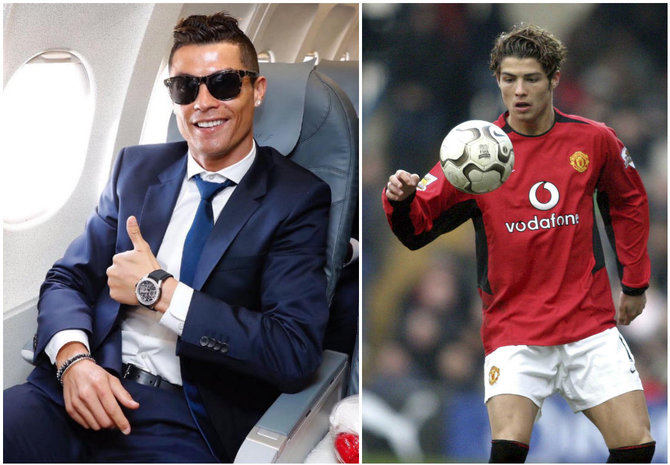 „Vida Press“ ir „Instagram“ nuotr./Cristiano Ronaldo 2017 ir 2003 metais