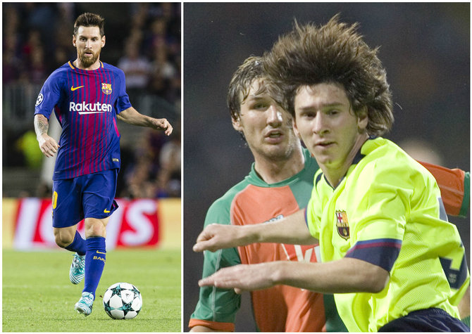 Vida Press nuotr./Lionelis Messi 2017 ir 2005 metais
