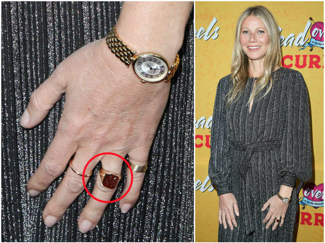 AFP/„Scanpix“ nuotr./Trečiadienį Gwyneth Paltrow renginyje pasirodė su nauju žiedu
