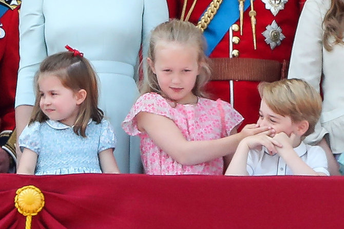 AFP/„Scanpix“ nuotr./Princesė Charlotte, Savannah Phillips ir princas George'as
