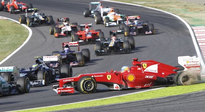 „Scanpix“ nuotr./Fernando Alonso avarija F-1 etape Suzukoje