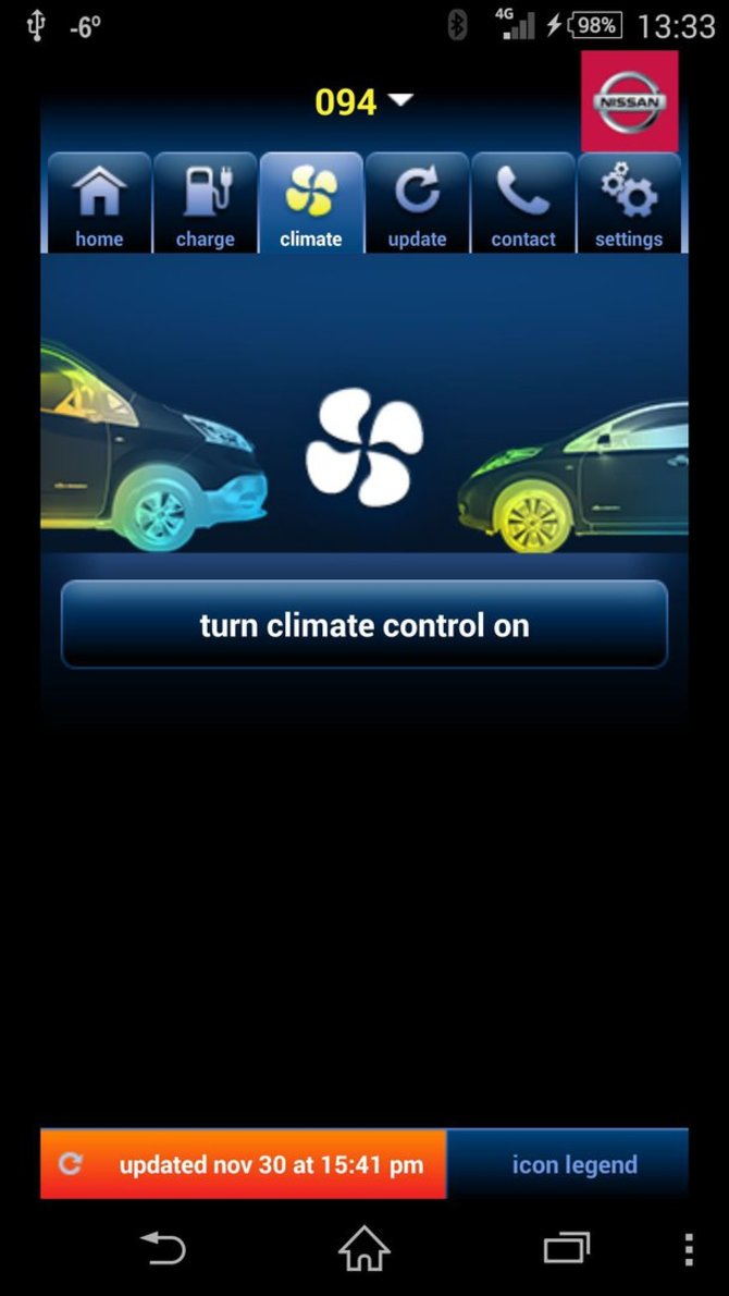 „CarWings“ leidžia iš bet kurios vietos telefonu įjungti „Leaf“ klimato kontrolės sistemą 
