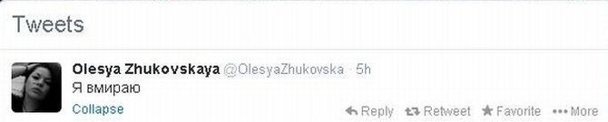 „Twitter“ nuotr. /Olesios Žukovskajos žinutė