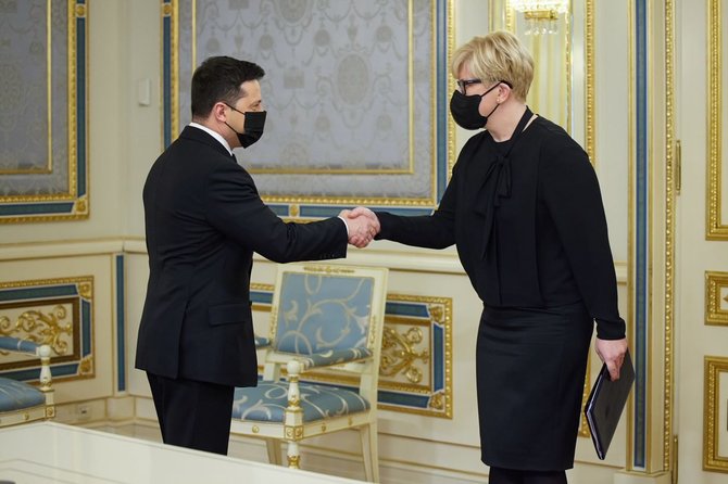 Vyriausybės nuotr./Ingrida Šimonytė Kijeve susitiko su Ukrainos prezidentu Volodymyru Zelenskiu