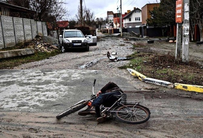 Nuotr. iš M.Podoliako „Telegram“ kanalo/Rusijos karių nužudyti žmonės Ukrainos Bučos mieste