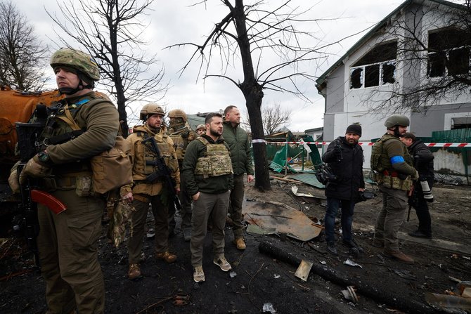 Ukrainos prezidento administracijos nuotr./Volodymyras Zelenskis apsilankė Bučoje