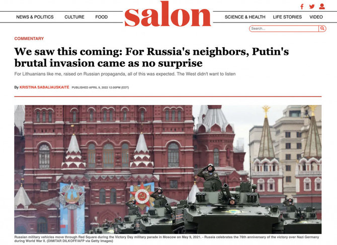 Rašytojos K.Sabaliauskaitės straipsnis anglų kalba apie rusorealizmą JK spaudoje