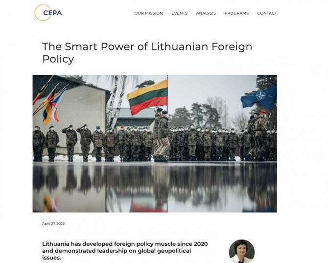 D. Bankauskaitės ir D.Milašiaus straipsnis apie principingą Lietuvos politiką JAV Centrinės Europos politikos centro (The Center for European Policy Analysis (CEPA)) svetainėje
