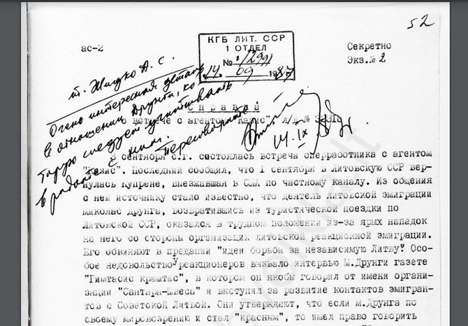 Nuotr. iš projekto „KGB veikla Lietuvoje“ http://www.kgbveikla.lt//Kolaboranto „Kazio“ ataskaita KGB 