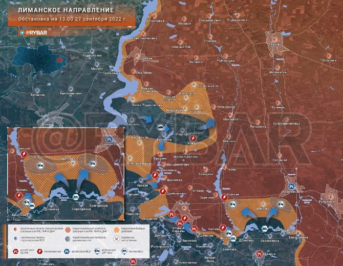 Rusijos kanaluose publikuotas Ukrainos pajėgų kontrpuolimo žemėlapis