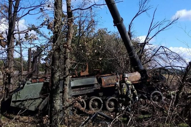 Ukrainos kariuomenės nuotr./Sunaikinta Rusijos karinė technika