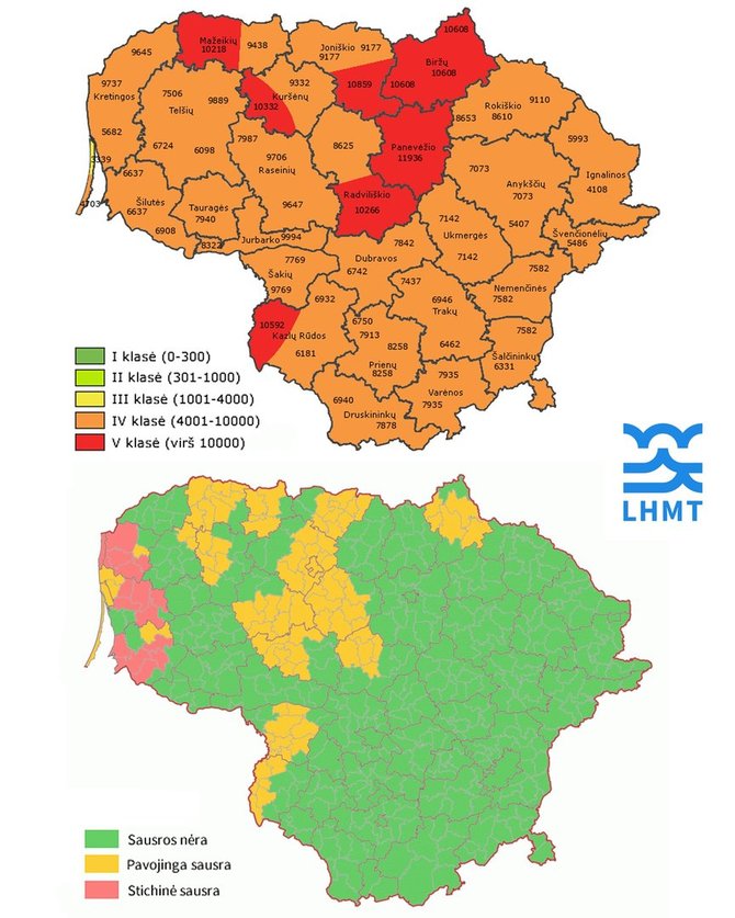 Lietuvos hidrometeorologijos tarnybos žemėlapis
