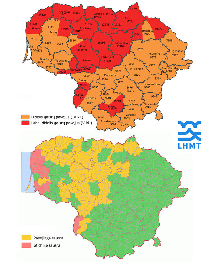 Lietuvos hidrometeorologijos tarnybos žemėlapis