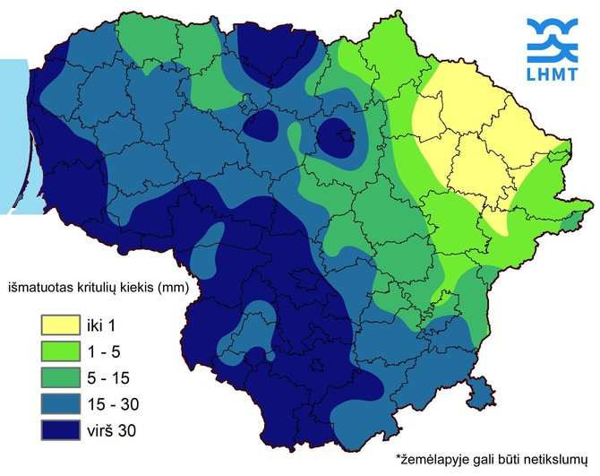 Lietuvos hidrometeorologijos tarnybos žemėlapis