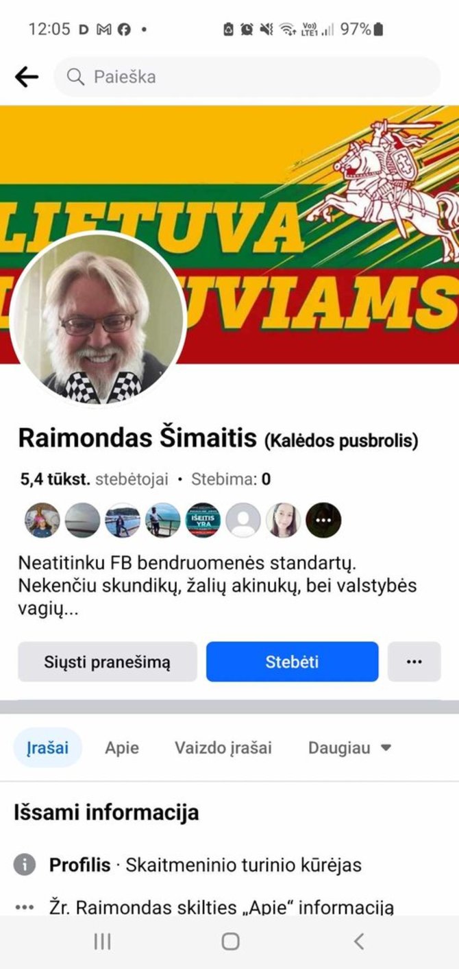 Raimondo Šimaičio „Faceboook“ paskyra